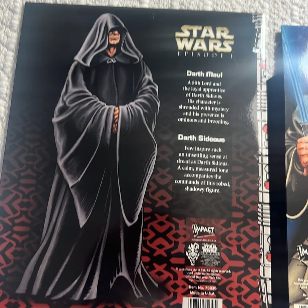 Vintage Star Wars Episode 1 Darth Maul & JEDI Printed Pockets Folder Set Of 2